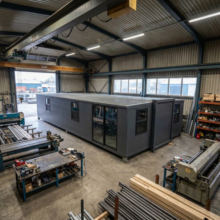 A 40ft expandable container house with modern design elements, offering spacious and adaptable living areas. The expandable feature provides enhanced flexibility for various residential needs.