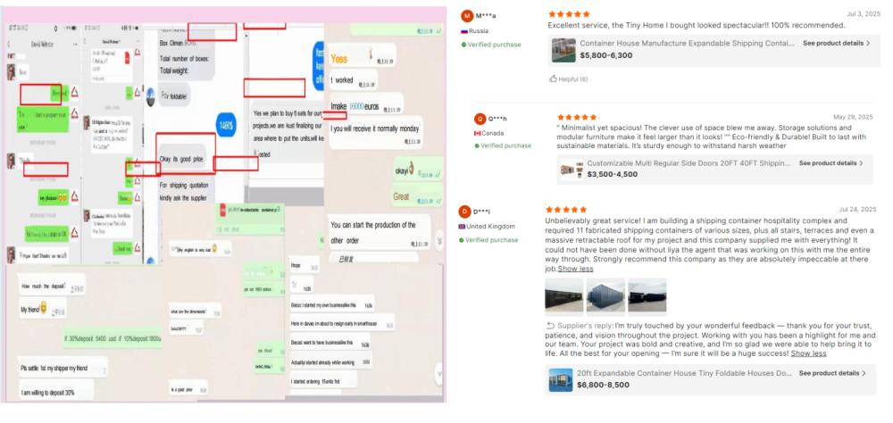 My containers are exported to many countries; this is a showcase of our customer testimonials.