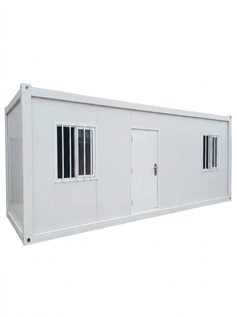 Modern white folding container house for site office or modular housing, high-quality prefabricated expandable container unit.