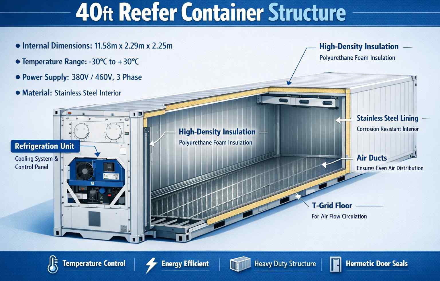 detalhes do produto do contentor frigorífico