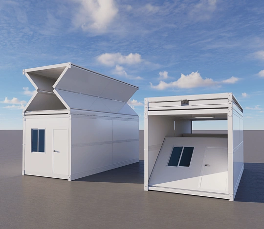 mostra de casa de contêiner dobrável