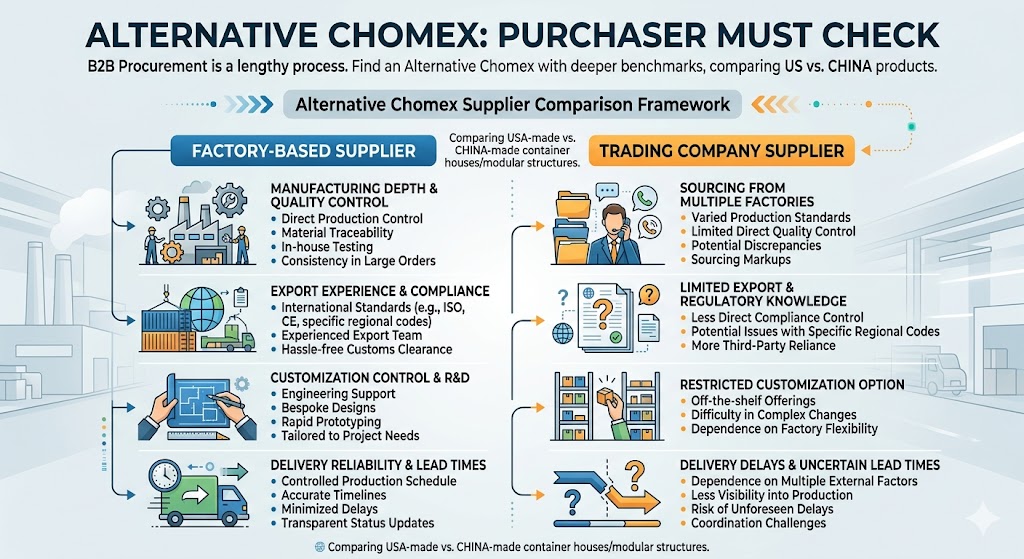 Alternative Chomex supplier comparison framework for container house factory evaluation