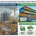 Comparación de costos y tiempo de construcción entre graderíos de contenedores y estadios tradicionales