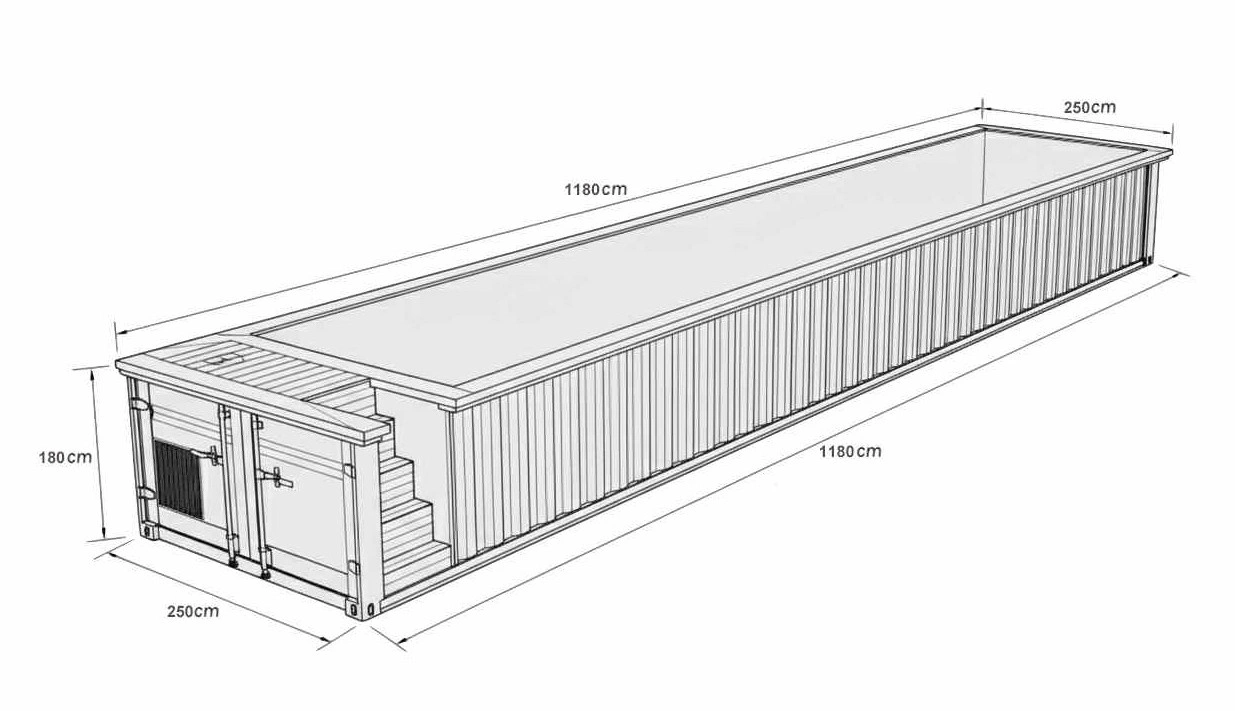 40ft container pool size