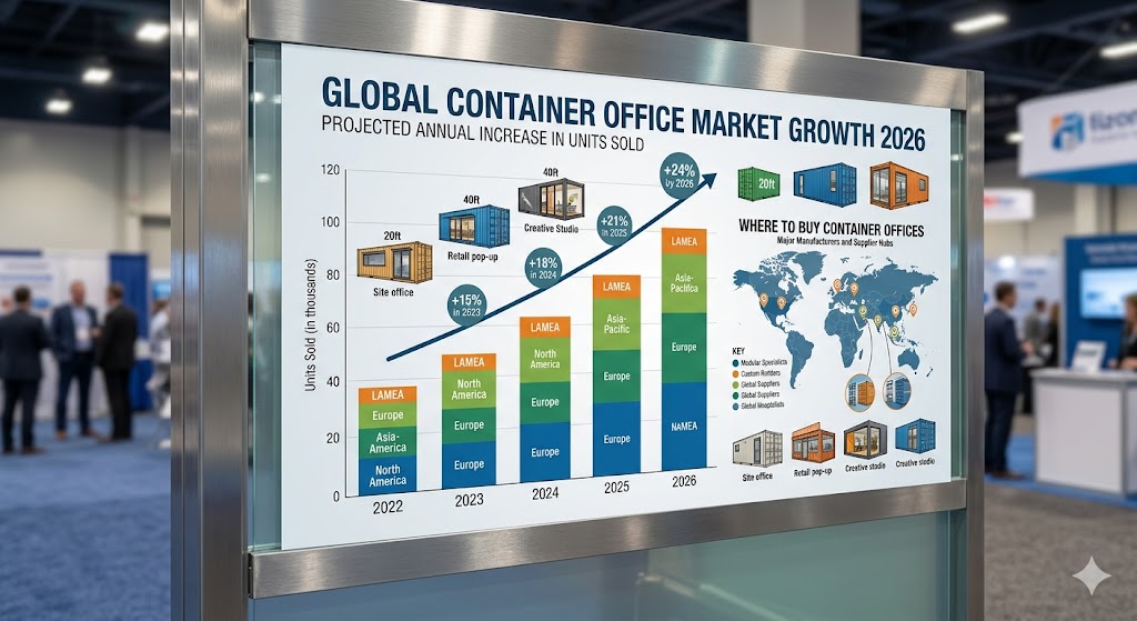 Container office market growth chart for where to buy container office, showing annual increase in units sold