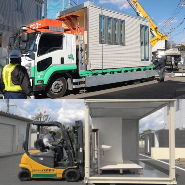 Temporary toilet transport prefab restroom rapid installation