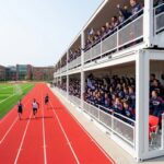 Container grandstand application in school sports facility modular seating system