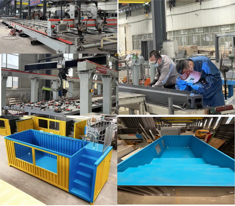 container pool factory and workshop display