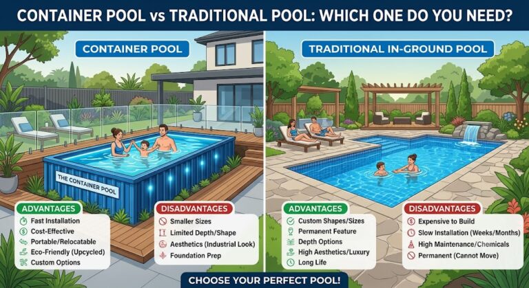 Características da Piscina de Contêiner vs Piscina Tradicional