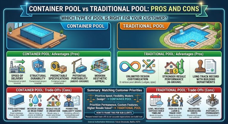 Recurso de Prós e Contras da Piscina de Contêiner vs. Piscina Tradicional