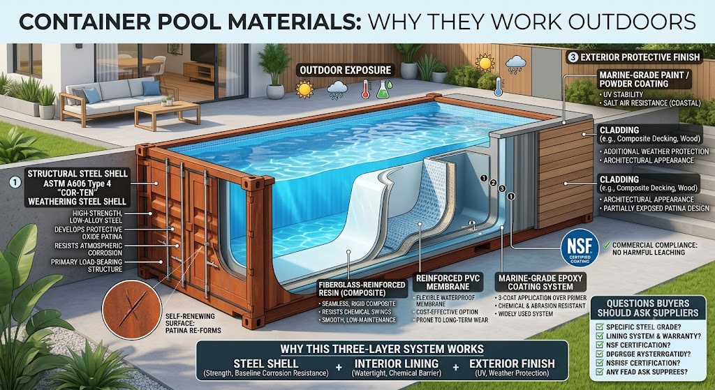 container pool material show