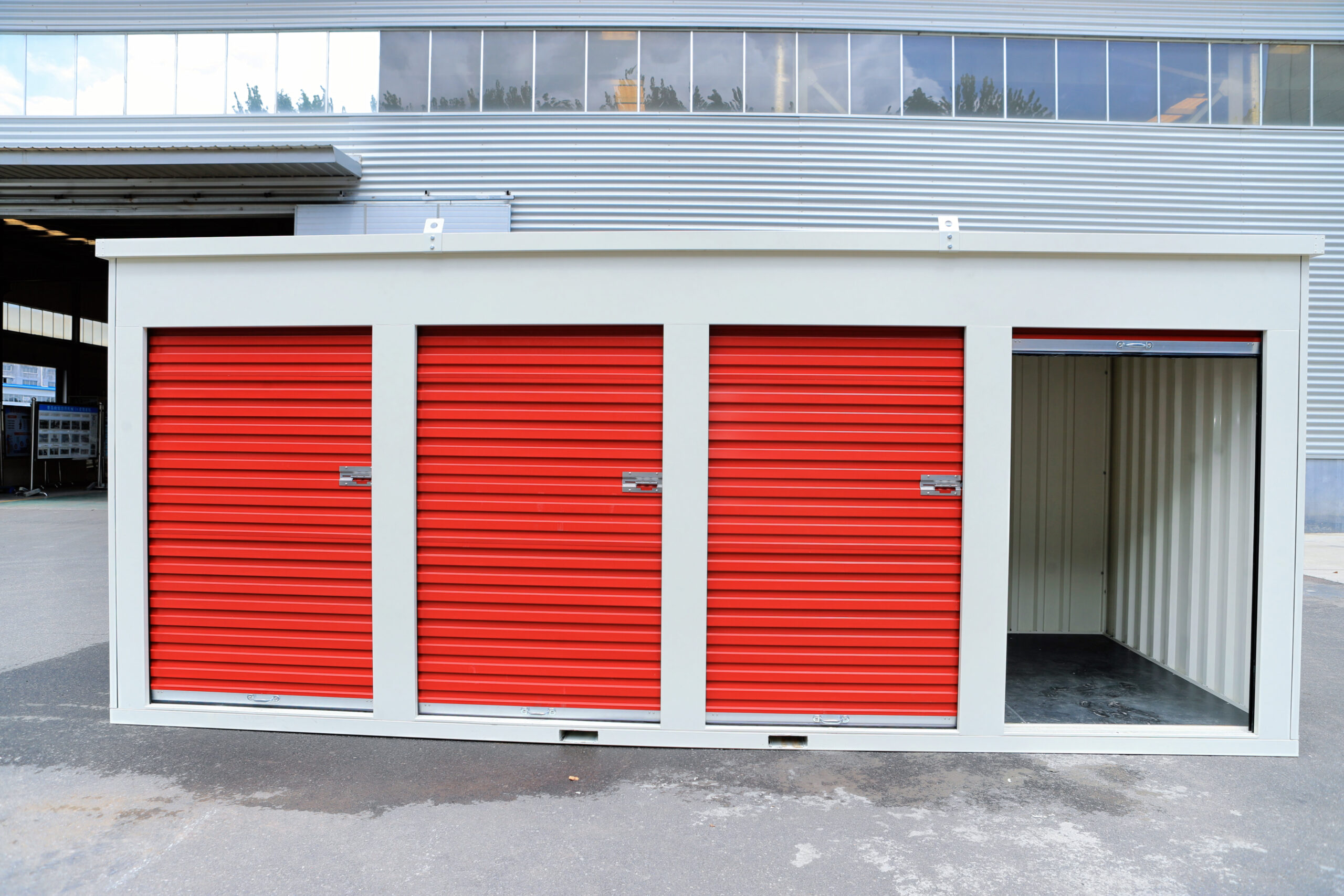 Flat Pack Self Storage Container 2/3/4 Side Doors Stackable Mobile Metal Storage Units for Outdoor Use - Imagen 6